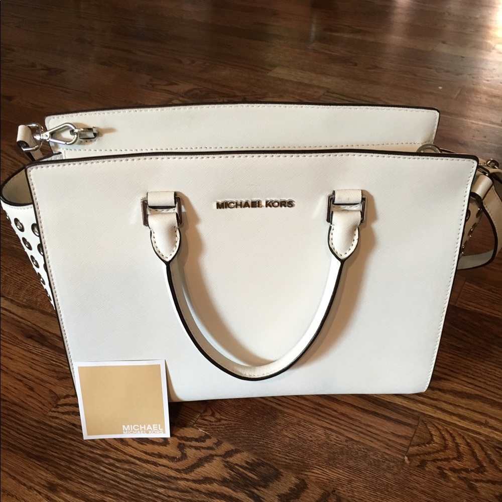 Michael Kors White Handbag With Duster Bag