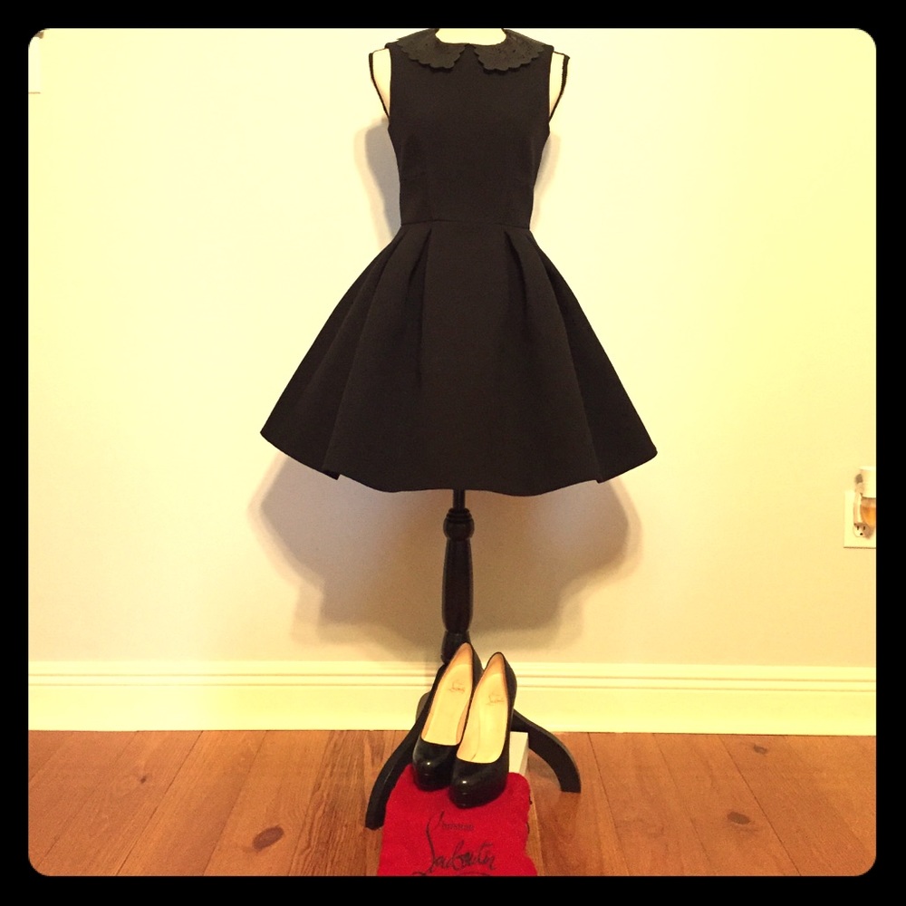 ASOS Skater Dress With Leather Laser Cut Collar