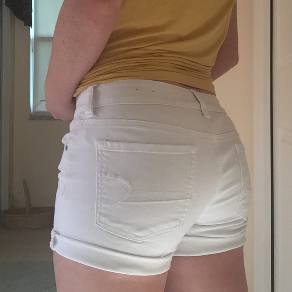American eagle white jean shorts
