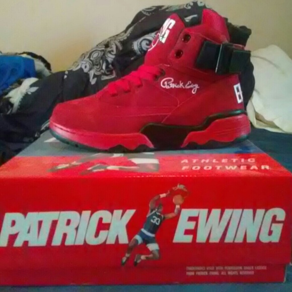 all red patrick ewing shoes