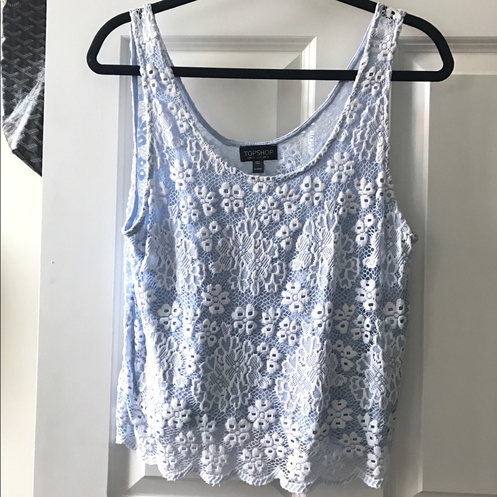 Topshop Light Powder Blue Lace Tank Top US 6