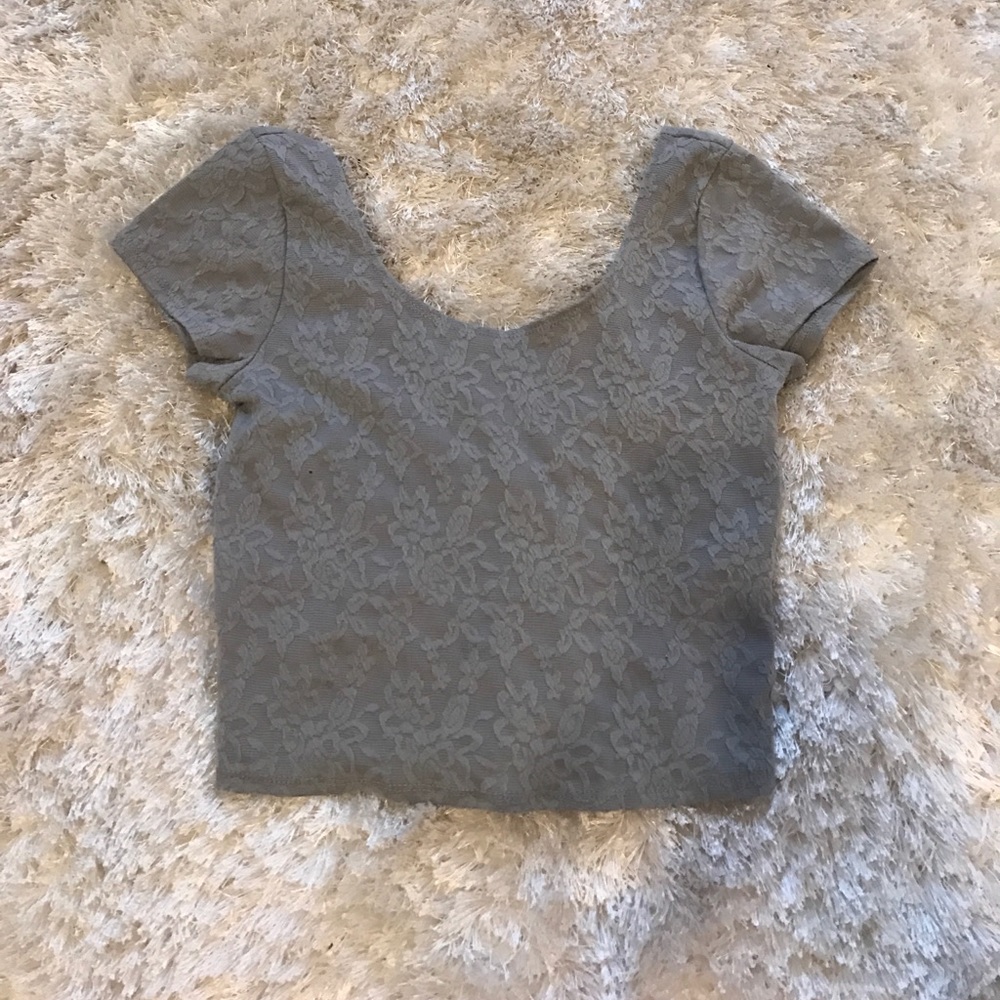 Grey laced crop top