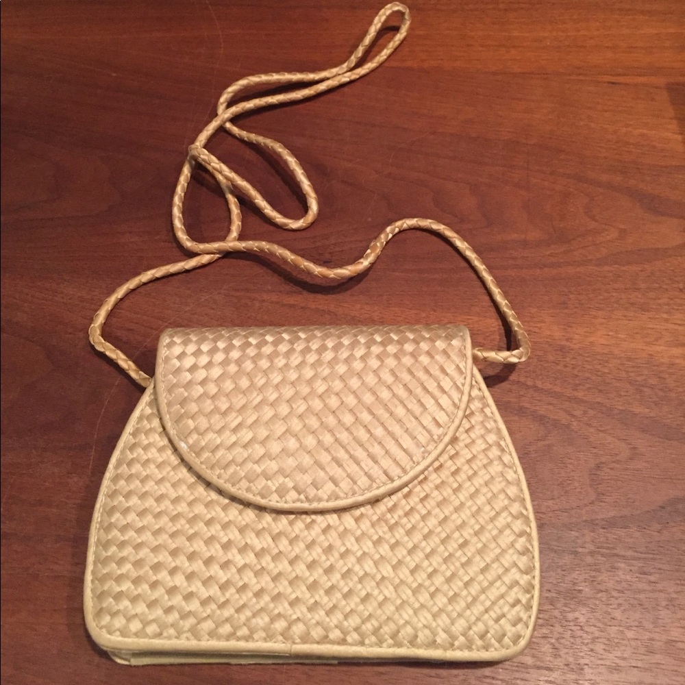 Neiman Marcus gold silk evening bag.