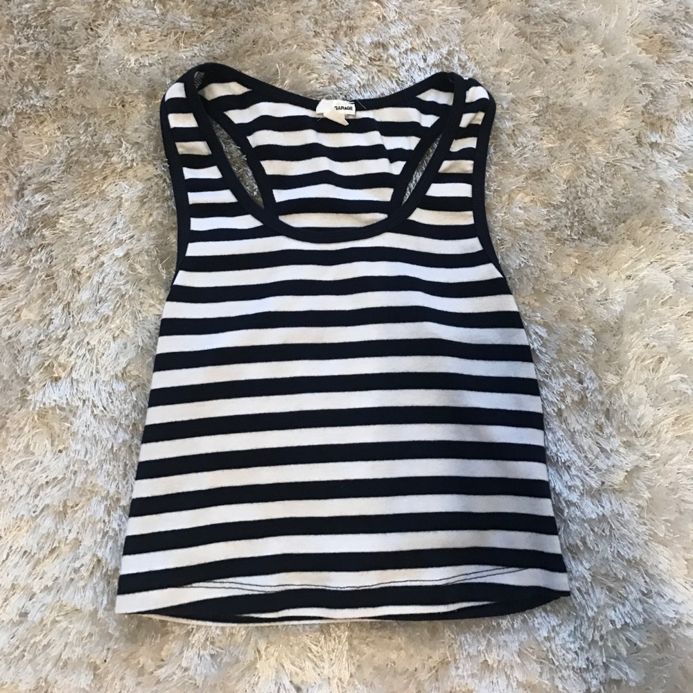 Navy blue/ white razor back crop top