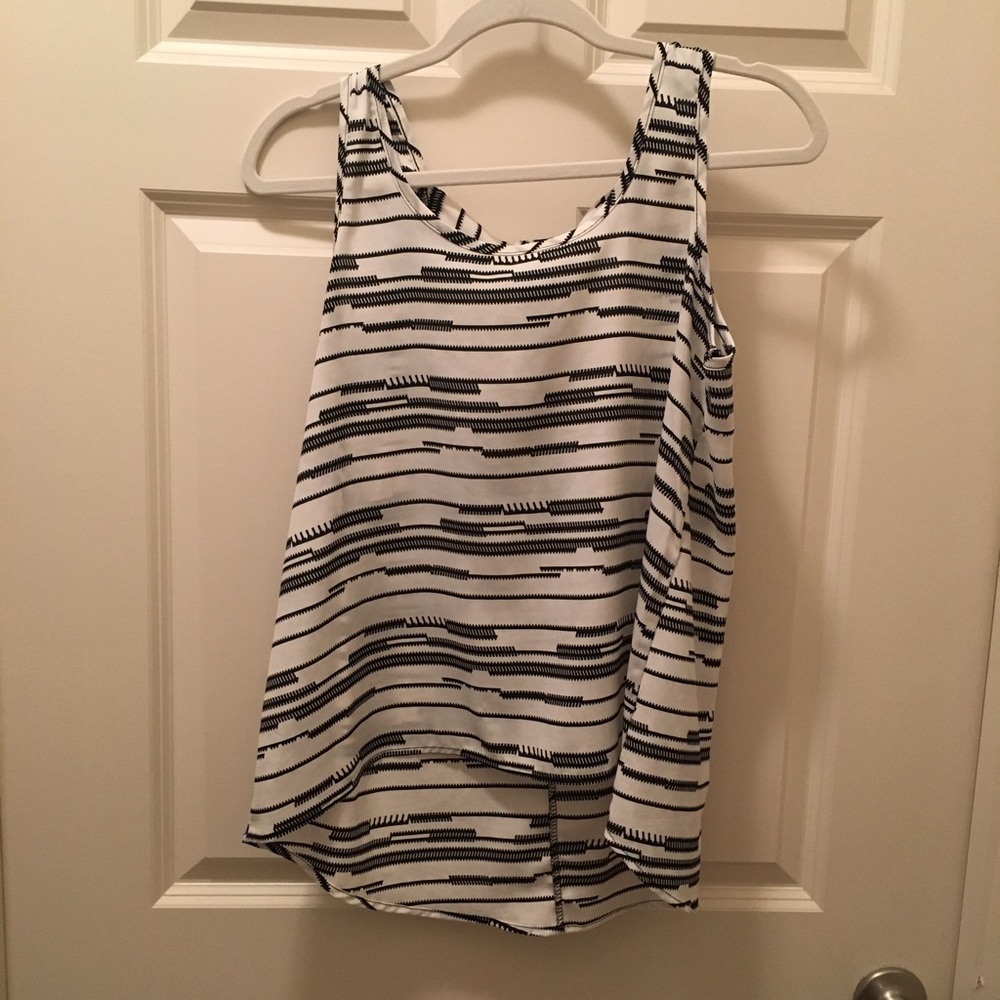 Black and White Patterned cut out Tank Top