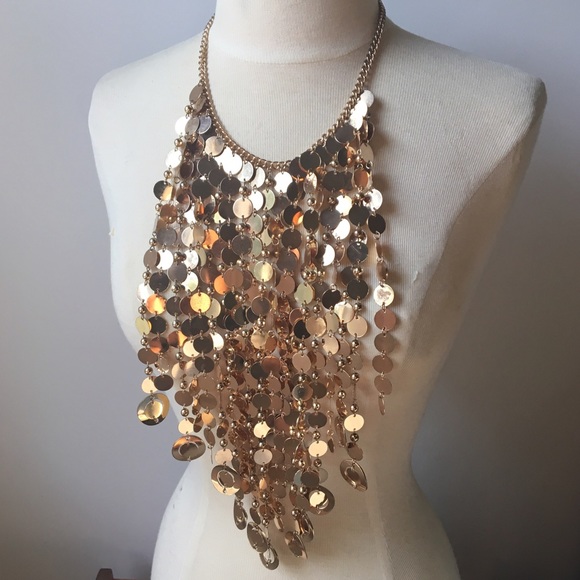 Jewelry - Gold Statement Necklace Disc Bib