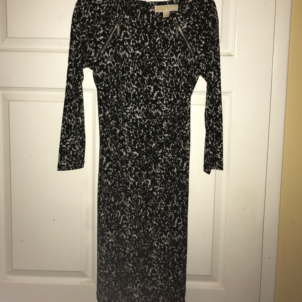 Michael Kors black Cheetah midi dress