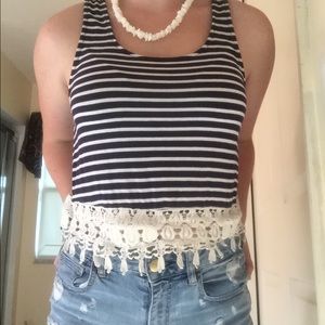 Striped Lacey crop top