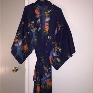 Beautiful Long Vintage Japanese Peacock Kimono