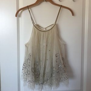 Free People NWT Ivory Blouse with Sequins