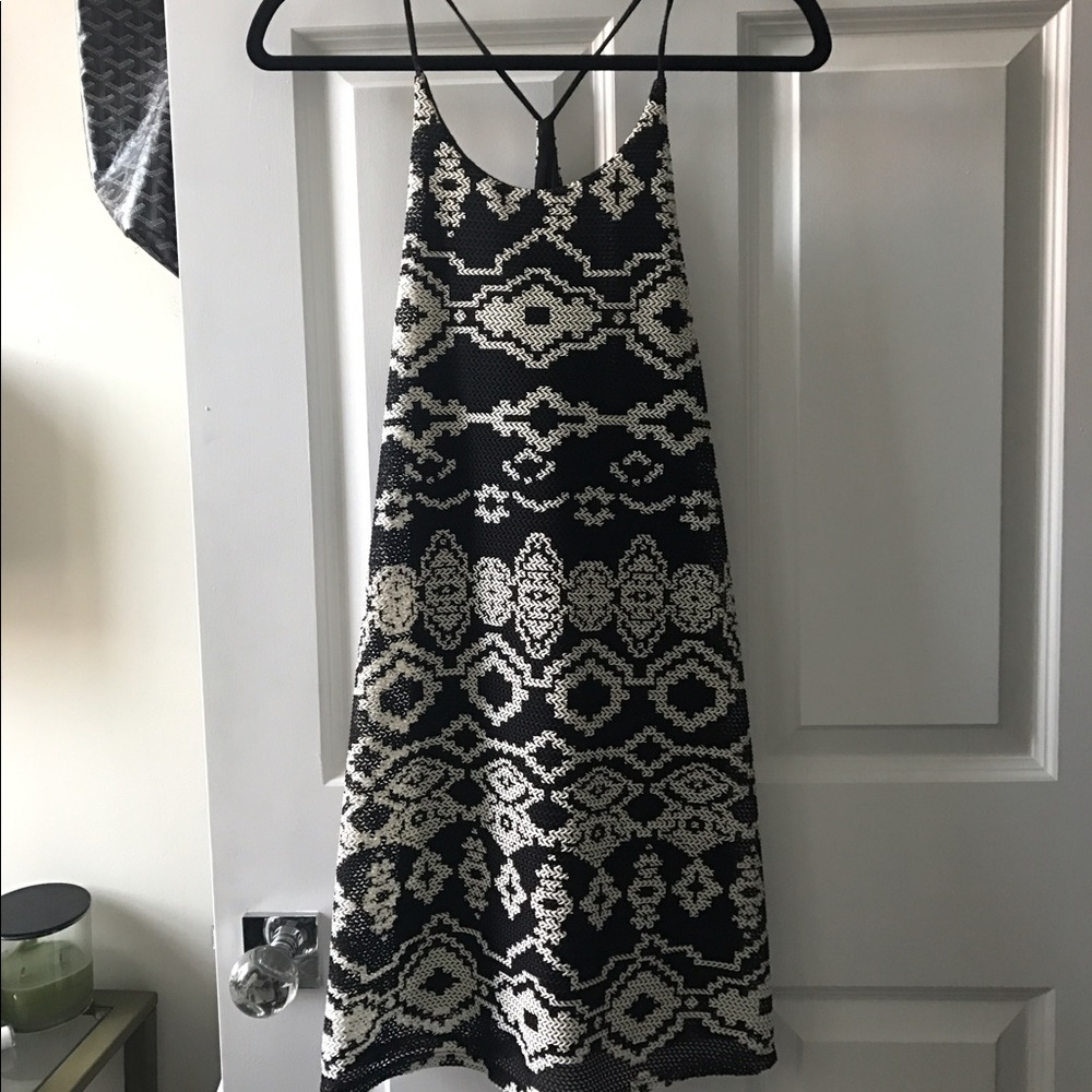 Urban Outfitters Aztec Black & White Crochet Dress