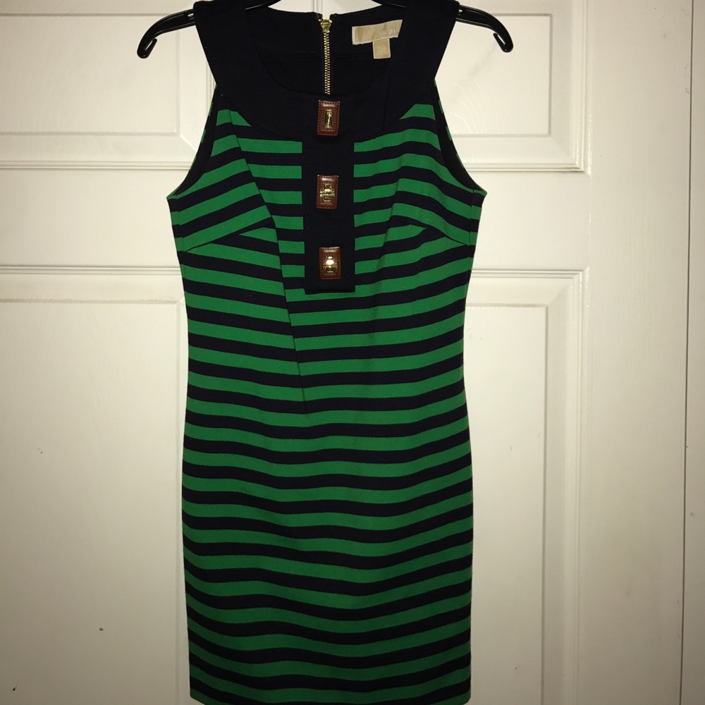 Michael Kors green and navy dress size xxs