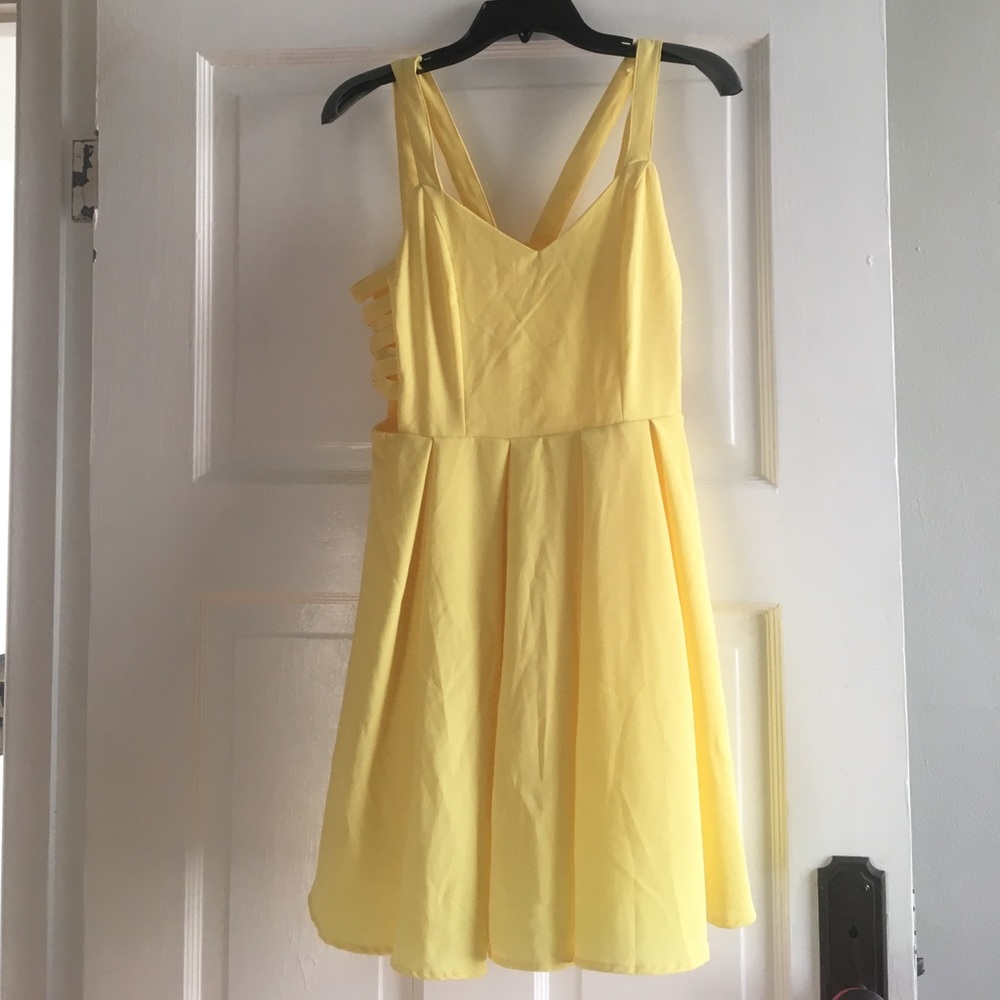 Yellow Dress with Side Cutouts