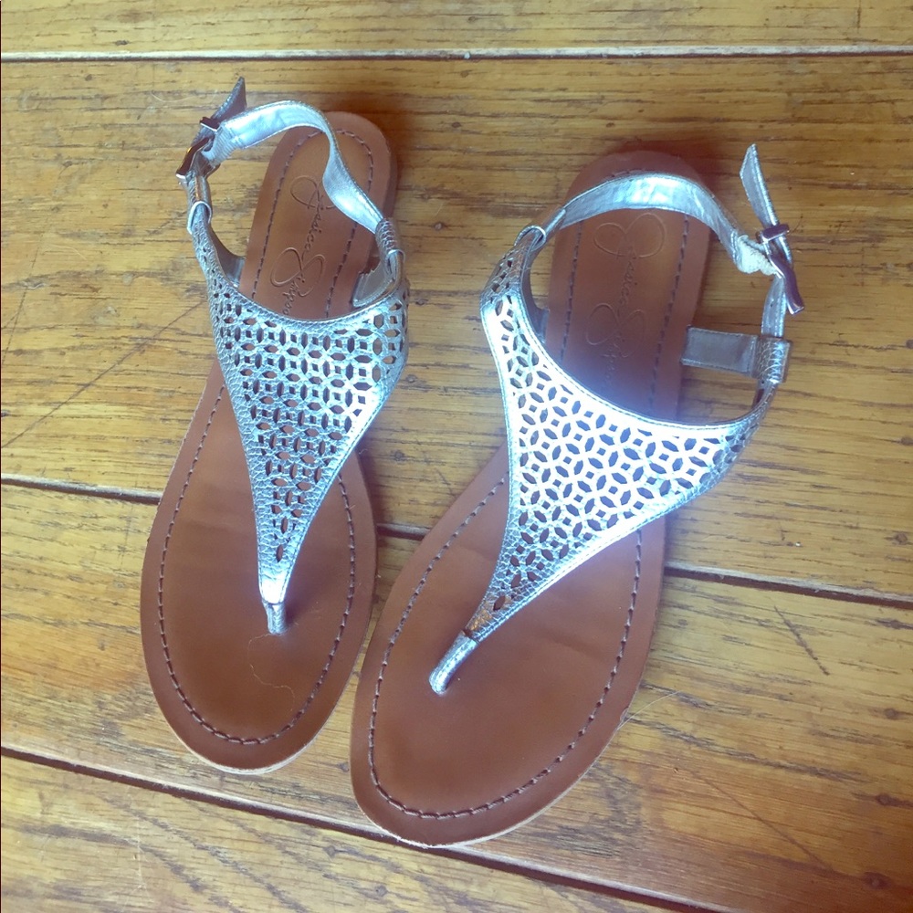 Jessica Simpson Silver Sandals Size 8