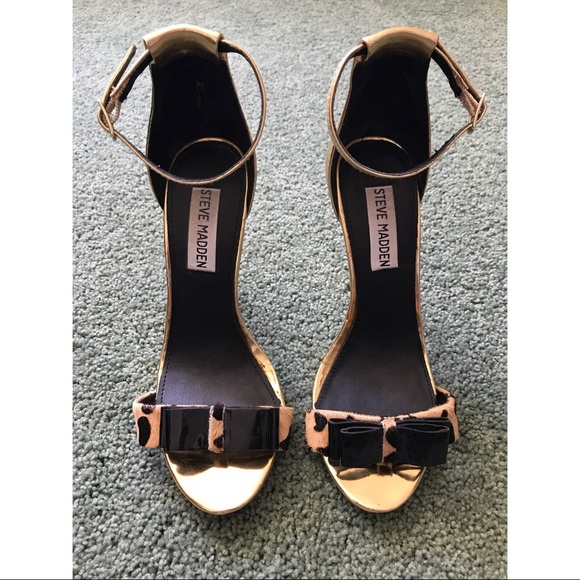 Steve Madden Gold Ankle Strap Heels - Picture 1 of 4