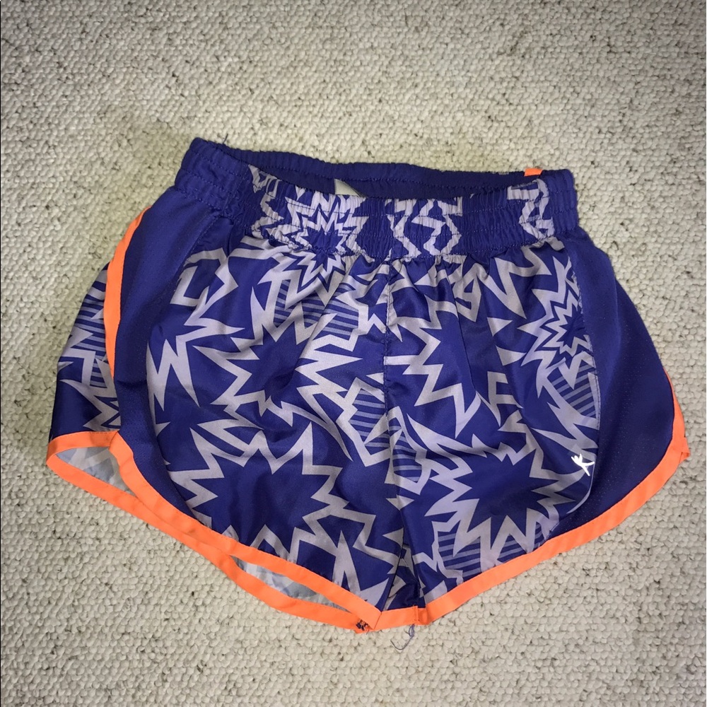 blue/orange workout shorts