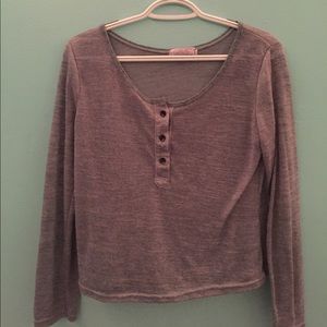 Grey button down long sleeve tee