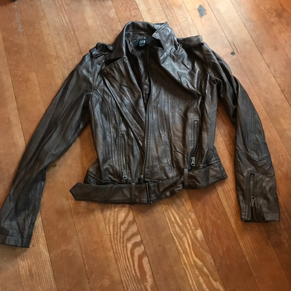 Dark brown faux leather jacket