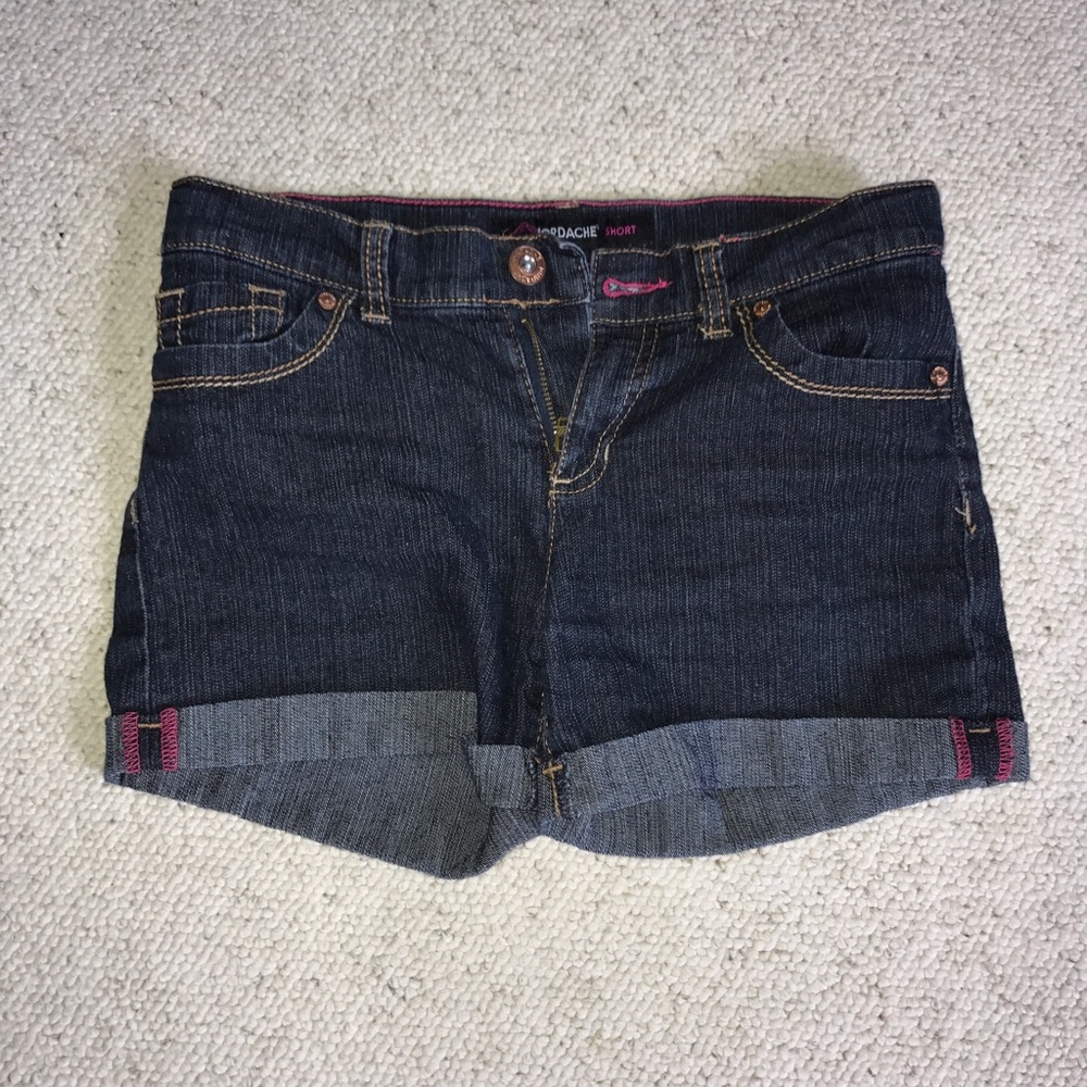 dark blue denim shorts