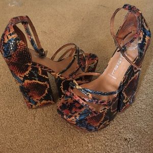 Jeffrey Campbell snakeskin thick heels