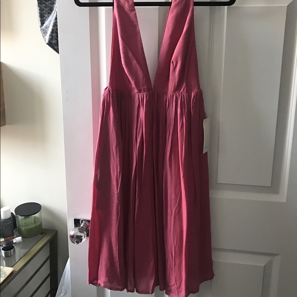 NWT Tobi Pink Low V Dress SZ S