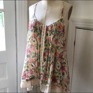FREE PEOPLE Floral Trapeze Top with Pockets