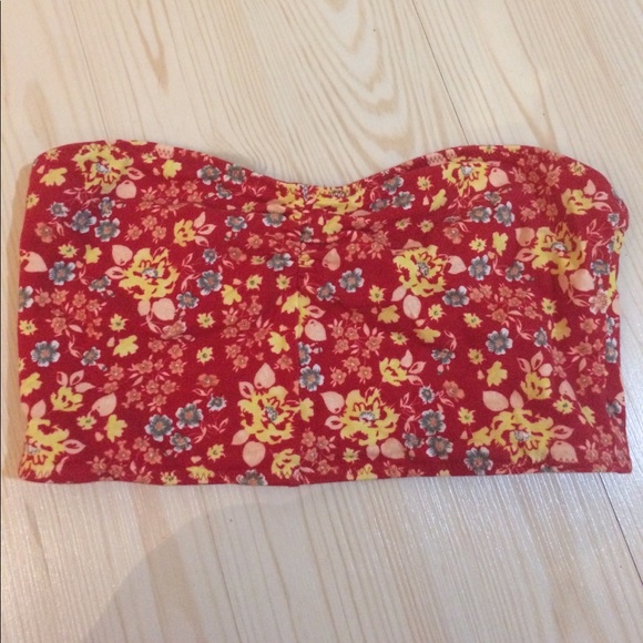 Pacsun Floral Strapless Crop Top - Picture 1 of 3