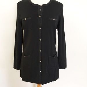 Talbots black long Button Down Cardigan Oversized