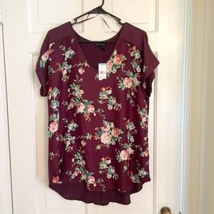 Metaphor burgundy blouse w/ floral pattern. New.