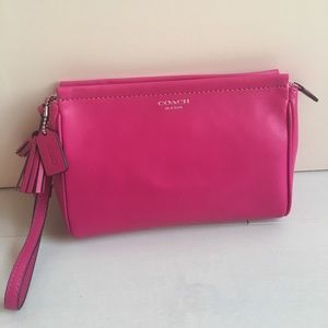 Unused leather hot pink Coach wristlet