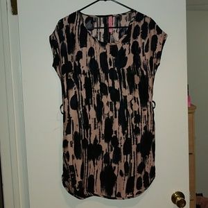 Ink Print Silk Shift Dress