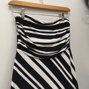 Strapless striped maxi dress