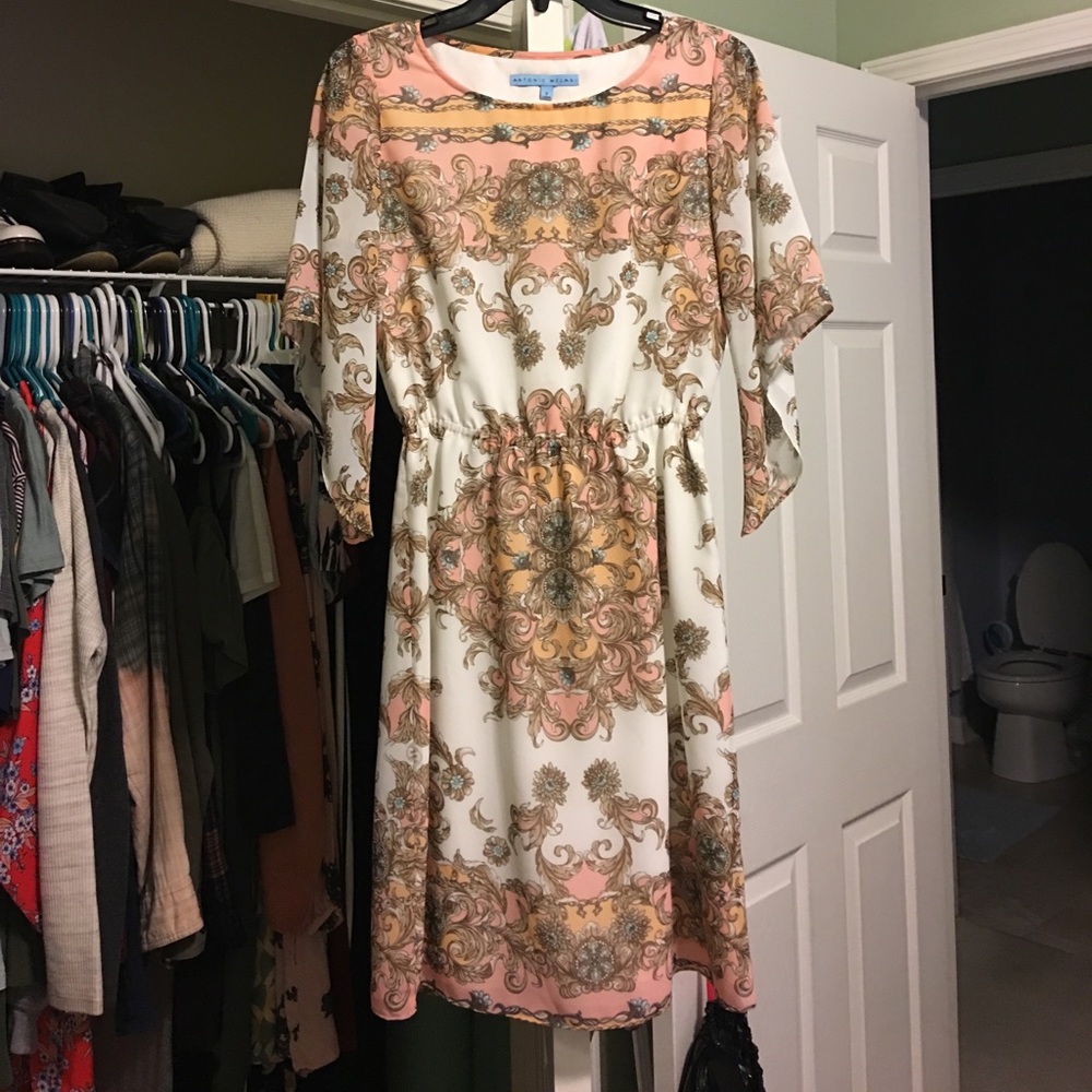 pink and gold dress