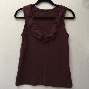 Maroon ruffle front tank