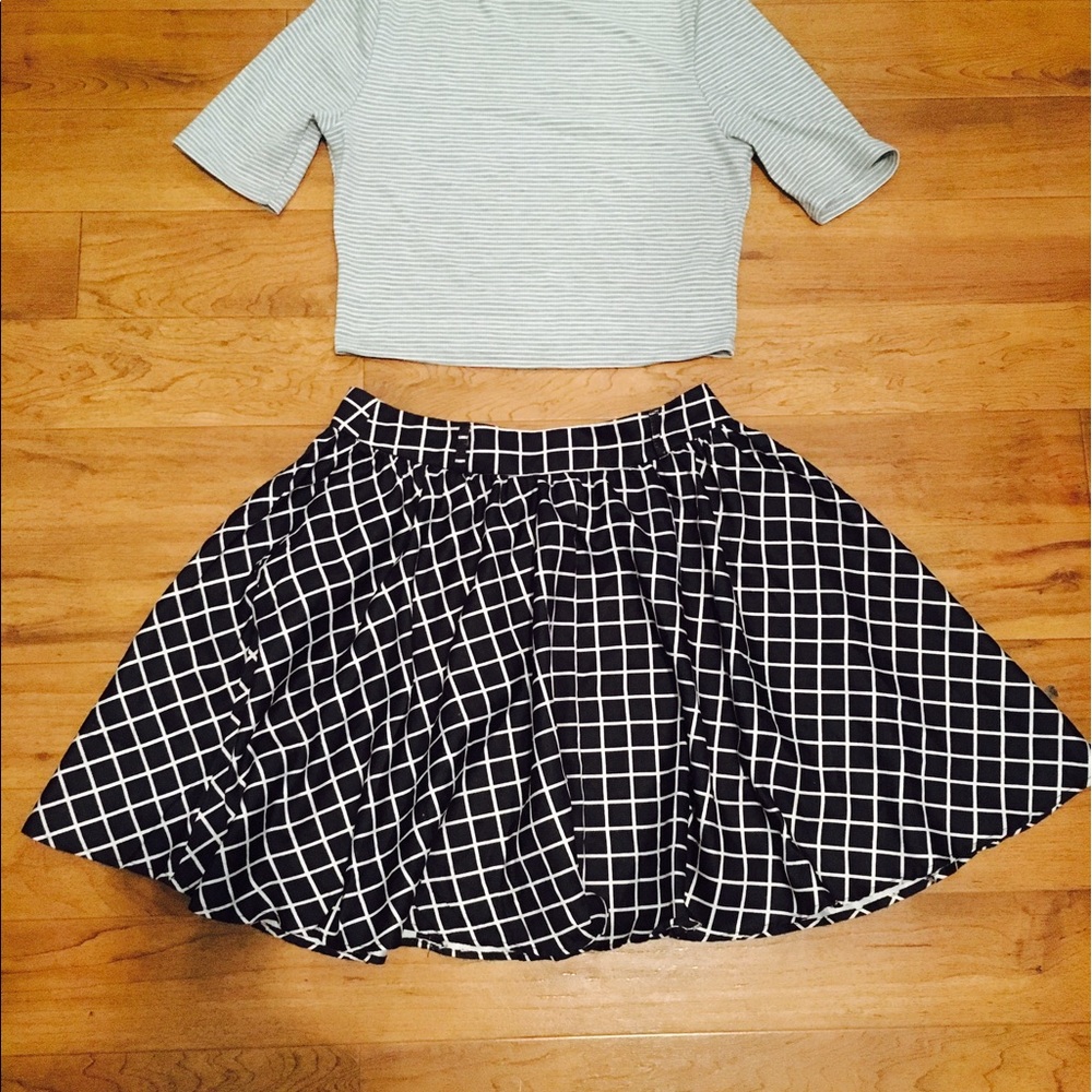 Black & white plaid circle skirt - Picture 1 of 5
