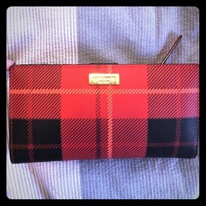 Kate Spade red and black plaid wallet