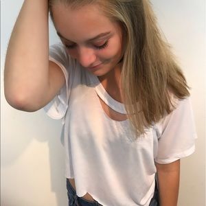 white croptop shirt