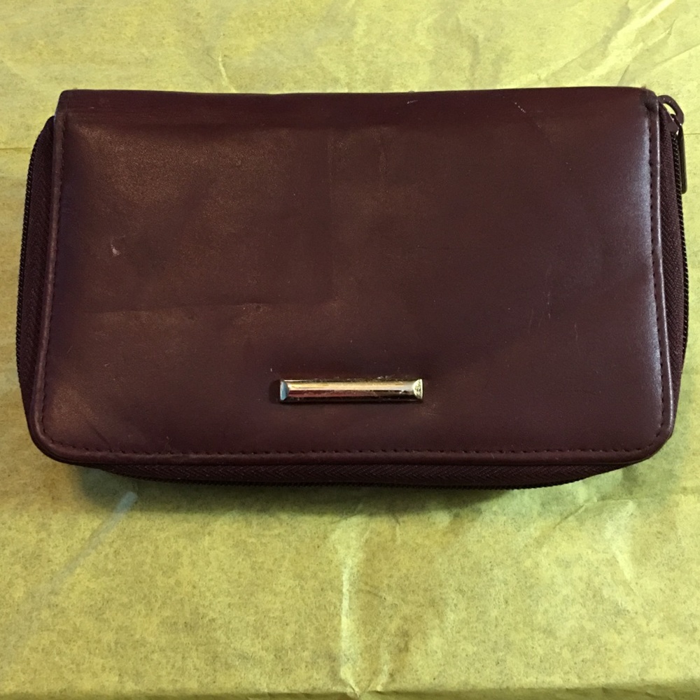 💰Reddish/brownish•Genuine leather 2 zip wallet💰