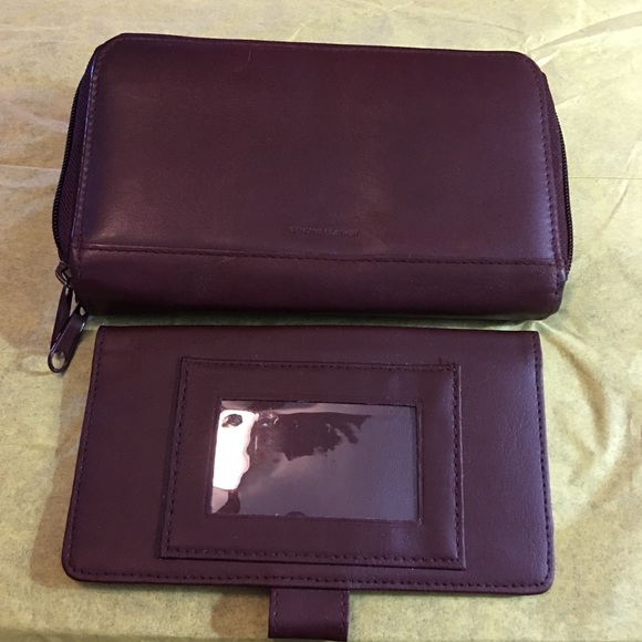 💰Reddish/brownish•Genuine leather 2 zip wallet💰 - Picture 2 of 6