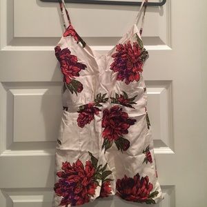 Floral print cream romper