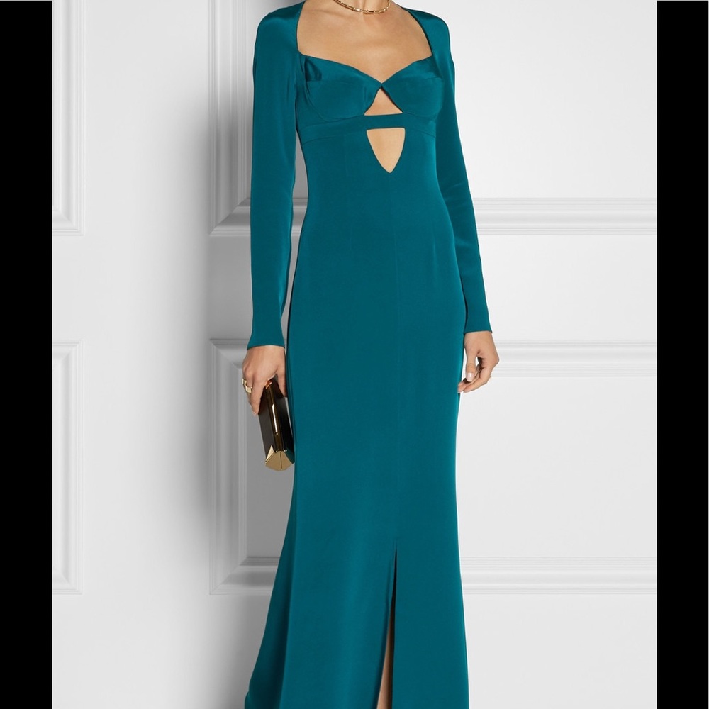 Cushnie et Ochs long sleeve cutout silk crepe gown
