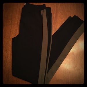 NWOT Black and Olive Tuxedo Strip Leggings