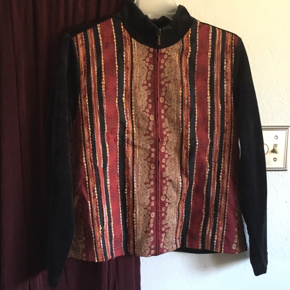 Coldwater Creek velvet jacket large zip