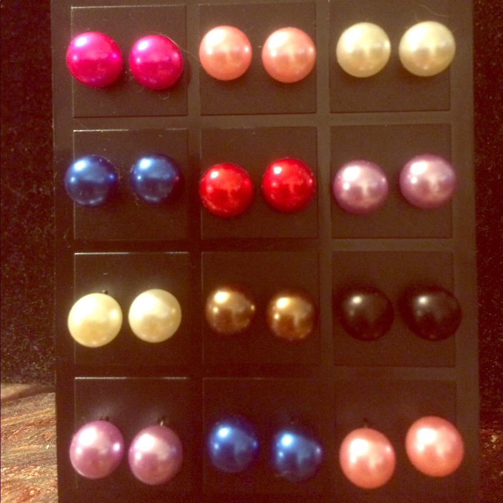 Multicolored SS PEARL STUDS $5 each pair NWT