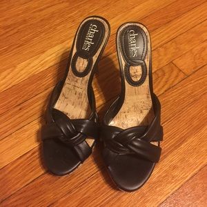 Charles by Charles David Black Braided Cork Heel