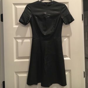 ZARA woman's black leather short sleeve dress
