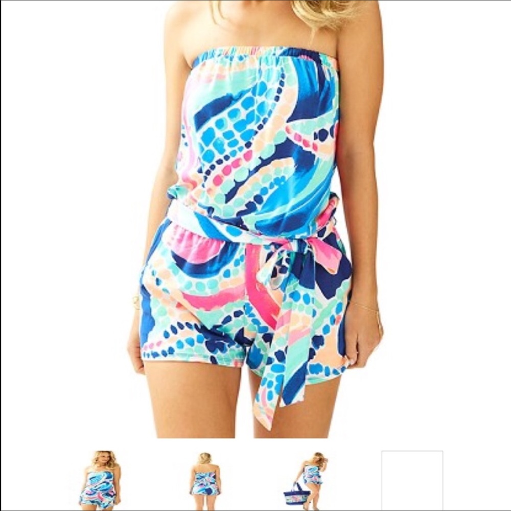 Lilly Pulitzer "ocean jewels" strapless romper.