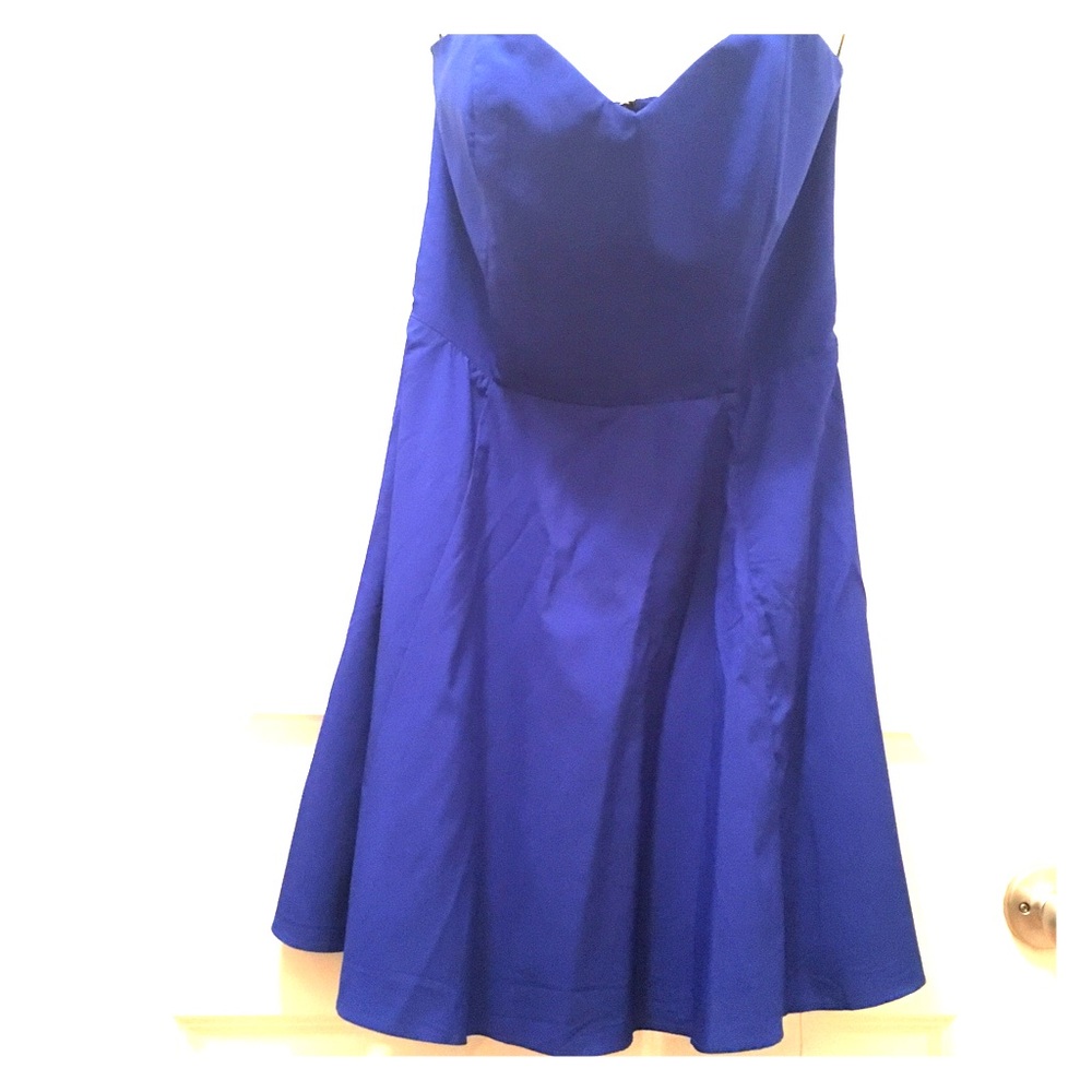 Royal Blue Strapless Dress with Cut Out Back
