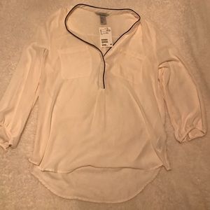 NWT White Dress Shirt with Black Detailing