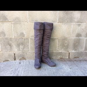 Knee High Grey Faux Suede Slouchy Boots Sz 5.5